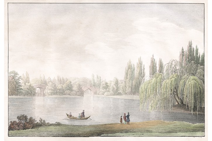 Laxenburg park, Jacob Alt, kolor. litografie, 1826