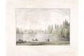 Laxenburg park, Jacob Alt, kolor. litografie, 1826