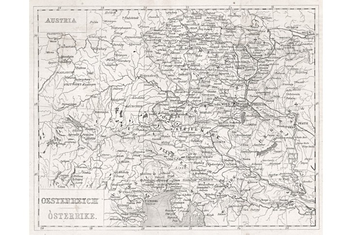 ěchy Rakousko, Payne, oceloryt, (1845)