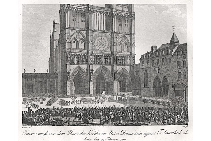 Paris Notre Dame Favras 1790, mědiryt, (1815)