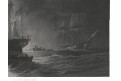 Námořní bitva požár, akvatinta, (1870)