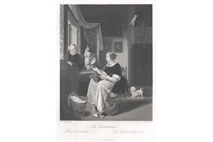 Krajkářka, Payne, oceloryt, 1860