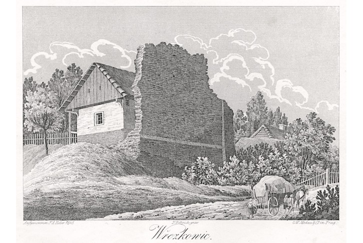 Vřeskovice - Breskovice, Heber , litografie, 1846