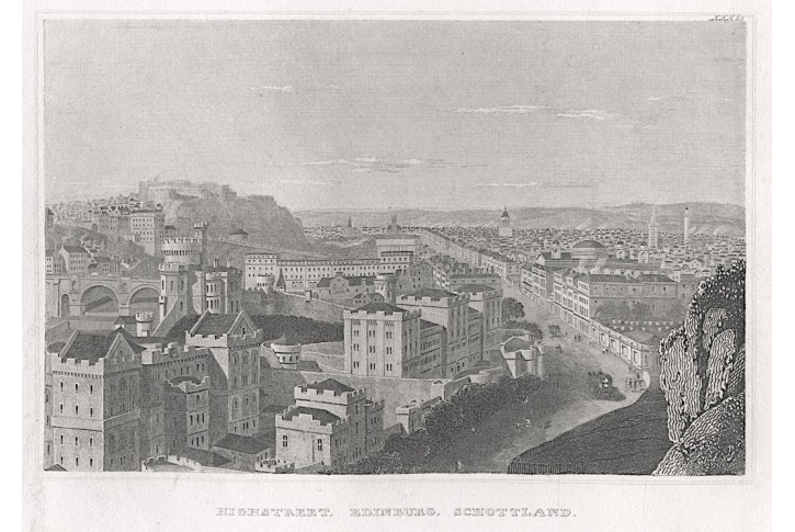 Edinburg Highstreet , Meyer, oceloryt, 1850