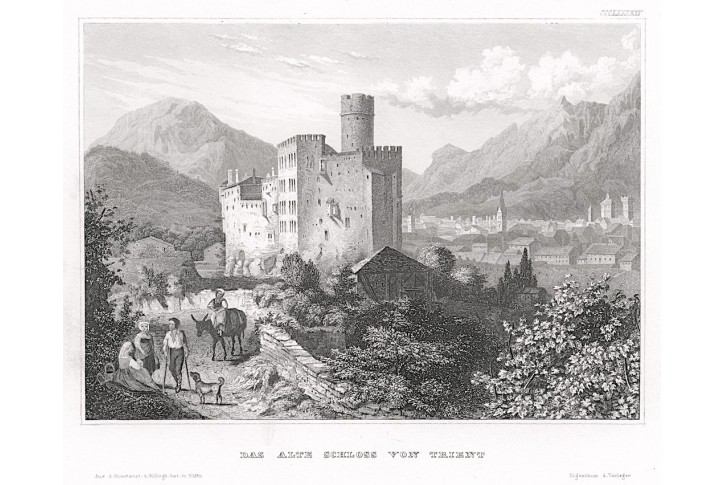 Trento hrad, Meyer, oceloryt, 1850