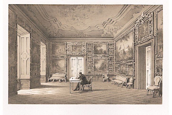 Valtice interier, Curland, litografie 1867