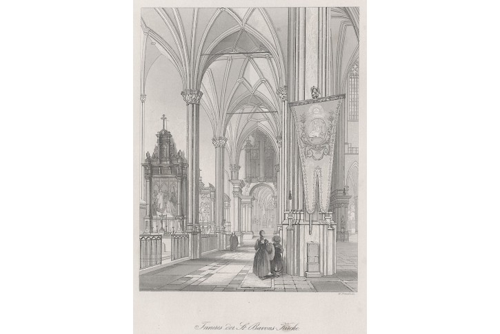 Gent St. Bavon II., Payne, oceloryt, 1850