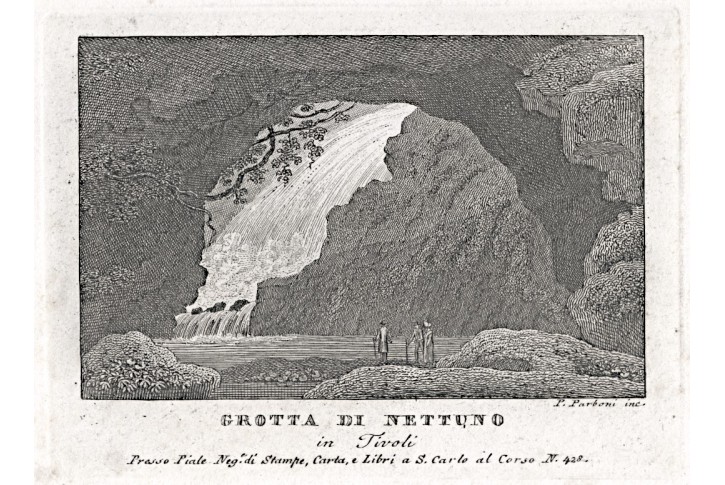 Tivoli Grotta Nettuno, Parboni, mědiryt, 1820