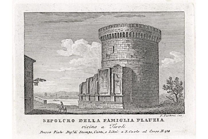 Tivoli Sepolcro Plauzia, Parboni, mědiryt, 1820