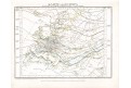 Evropa teplotní pásma,  Meyer, oceloryt, 1849
