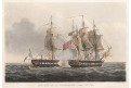 Loď bitva ukořistění Cleopatre, akvatinta, 1816
