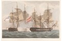 Loď bitva ukořistění Mahonesa, akvatinta, 1816