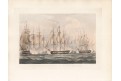 Loď bitva ukořistění Prevoyante, akvatinta, 1833
