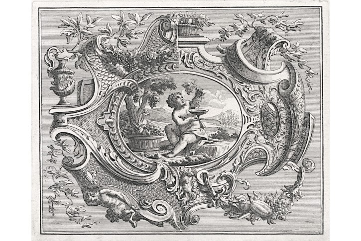 Vinobrní - podzim alegorie, mědiryt, (1780)