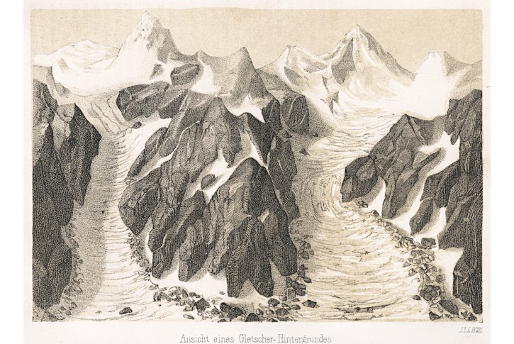 Eiger ledovec, litografie, (1850)