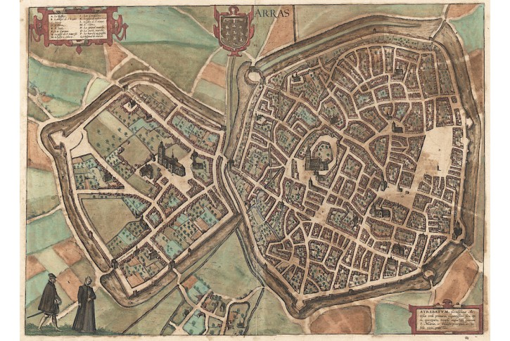 Arras, Braun Hogenberg., kolor. mědiryt, 1581