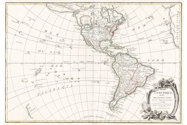 Lattre  : Amerique, mědiryt, 1775