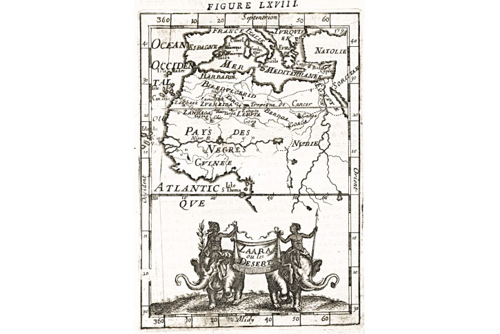 Afrika Sahara, Mallet, mědiryt, 1683