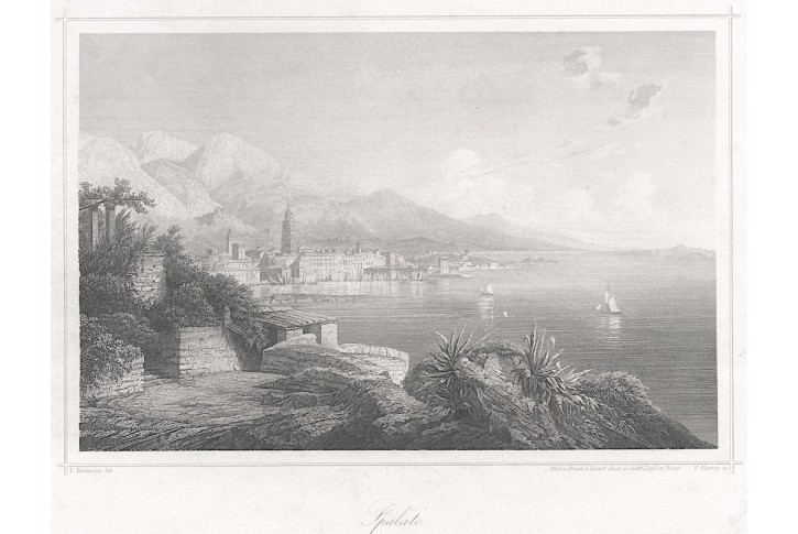 Split - Spalato, Lloyd, oceloryt, 1850
