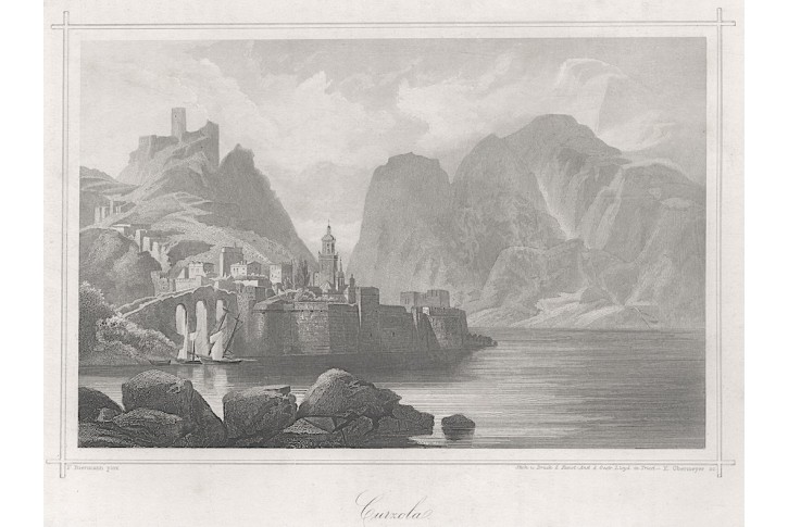 Korčula Curzola, Lloyd,  oceloryt, 1850