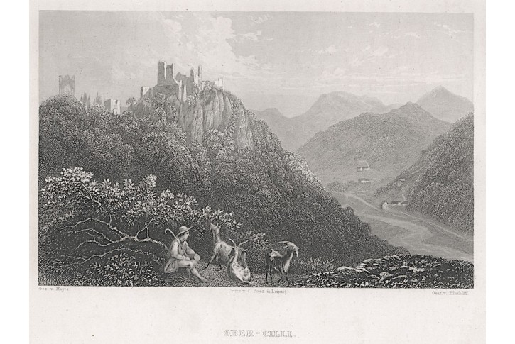 Celje Cilli hrad, Slovinsko, Payne, oceloryt, 1854