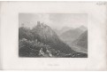 Celje Cilli hrad, Slovinsko, Payne, oceloryt, 1854