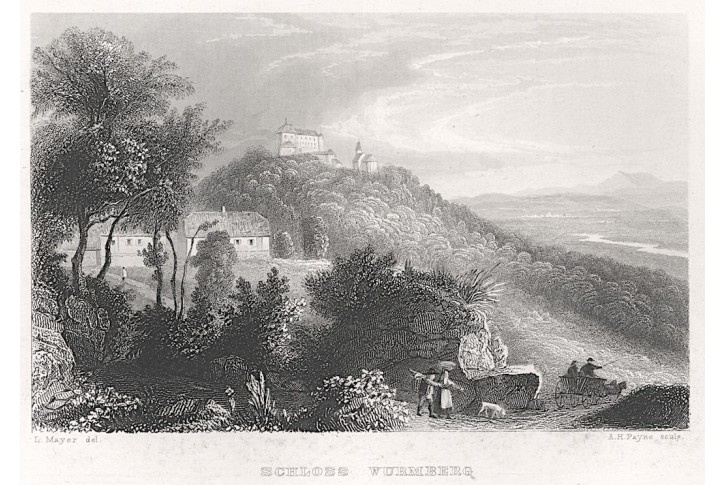 Ptuj Pettau Wurmberg, Payne, oceloryt, 1854