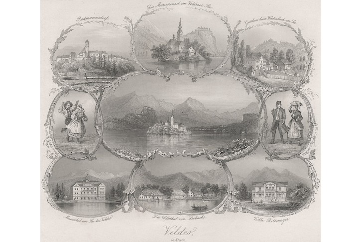 Bled - Veldes, Payne, oceloryt, (1840)