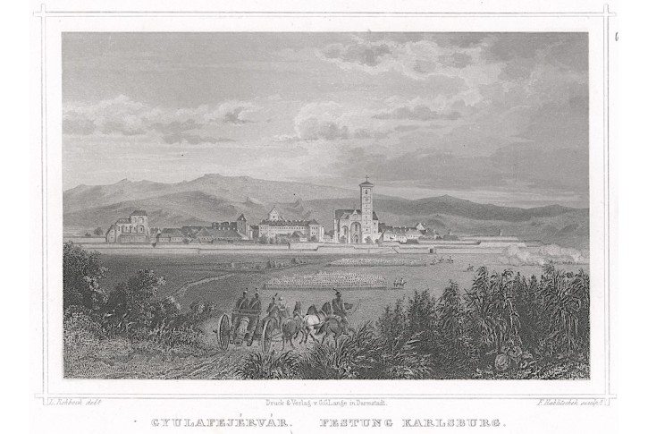 Alba Iulia Gyulafehérvár, Rohbock, oceloryt, 1857