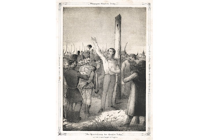 Zichy hrabě poprava, Litografie, 1848