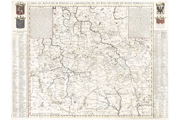 Chatelain : Carte de Boheme, kolor. mědiryt, 1719