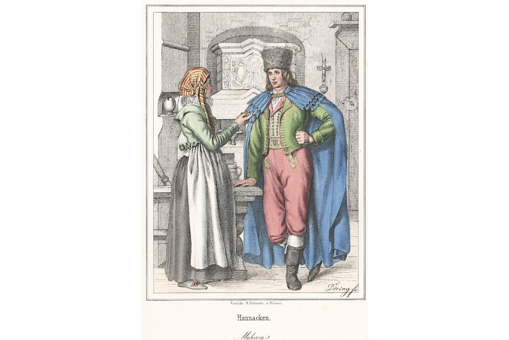 Hanácký kroj, Duller, kolor.  litografie, 1847