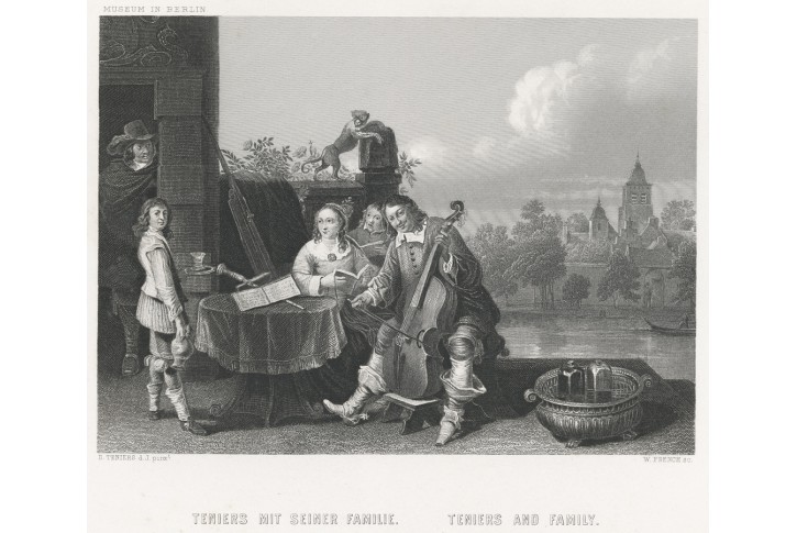 Teniers s rodinou , oceloryt, 1850
