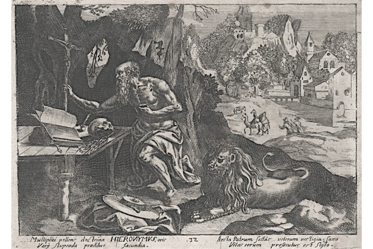 Sv. Jeroným,  K. Wussin, mědiryt, 1733