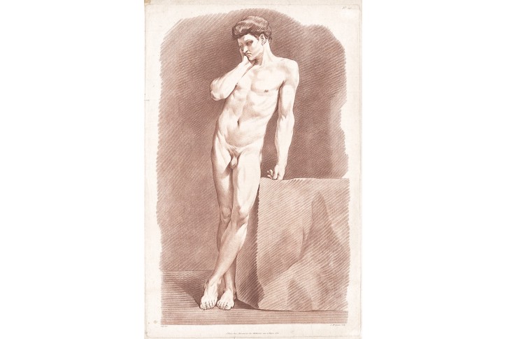 Akt muž, Lucien,  lept crayonmanier, (1800)