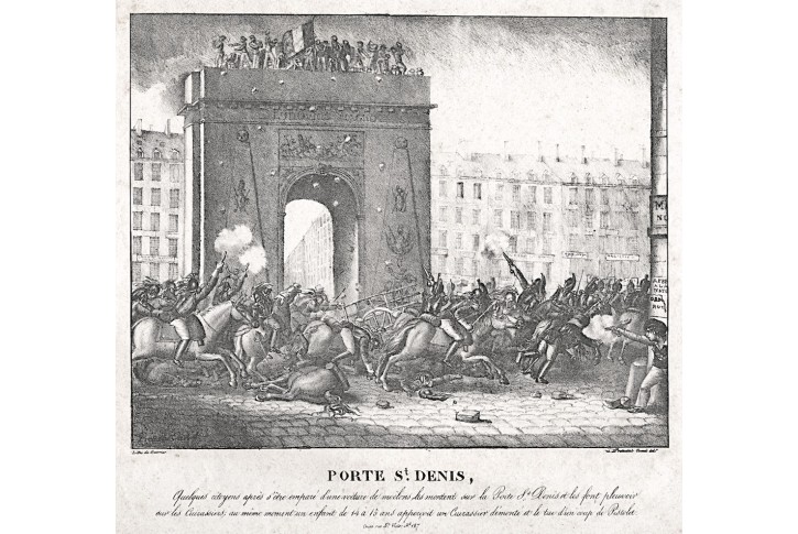 Porte St. Denis, litografie, (1830)