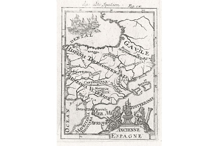 Španělsko Espagne, Mallet, mědiryt, 1719