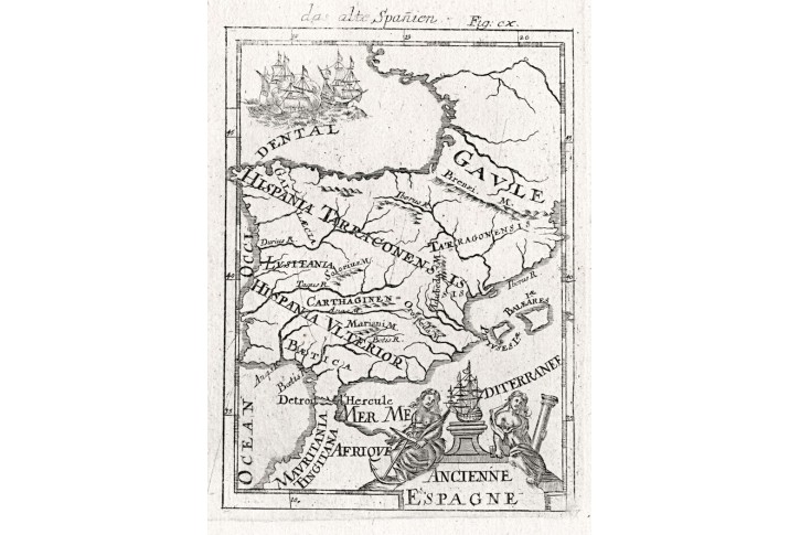 Španělsko Espagne, Mallet, mědiryt, 1719