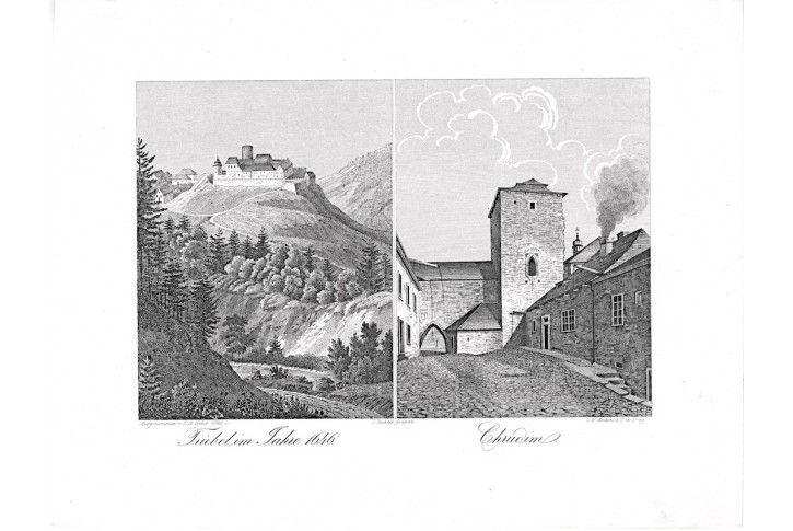 Třebel - Chrudim, Heber, litografie, 1847