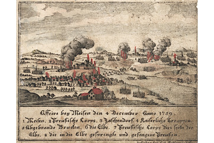 Meissen bitva, Fiedler,  kolor. mědiryt, (1796)