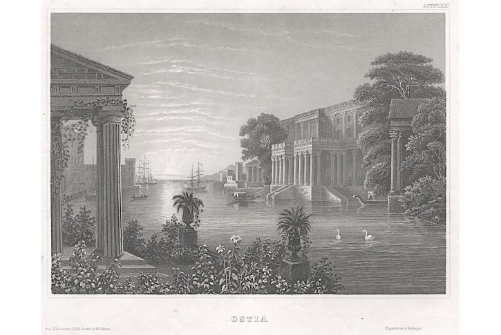 Ostia, Meyer, oceloryt, 1850