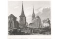 Praha Chrám sv. Štěpána, Mikovec, oceloryt 1860