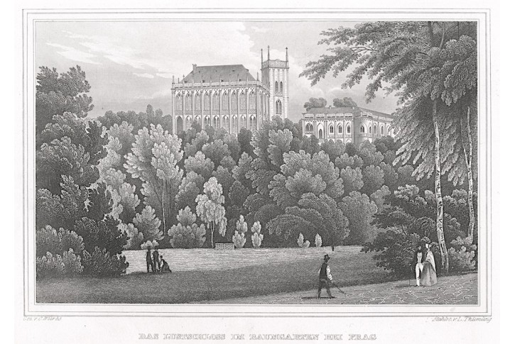 Praha Stromovka, Lange, oceloryt, 1841