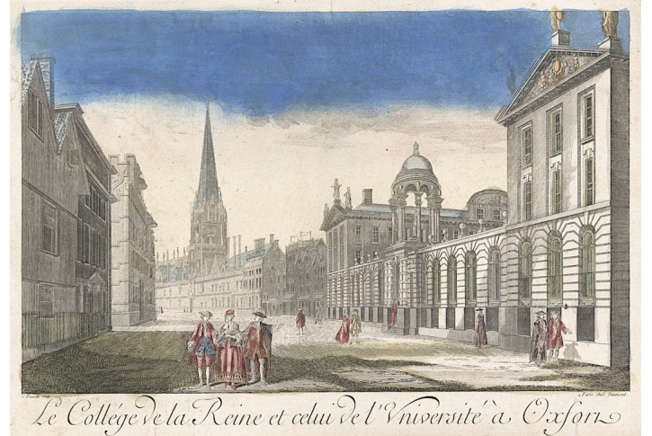 Oxford Queens Coll., Oxford, kolor mědiryt, (1790)