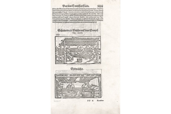 Zpracování  rudy, S. Münster, dřevořez, (1590)