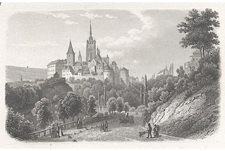Praha Hradčany,  oceloryt, (1840)