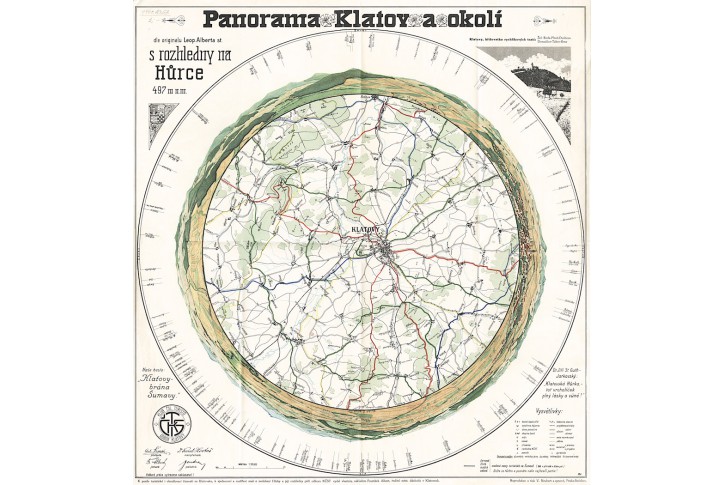 Klatovy Hůrka panorama, chromolitografie, (1930)
