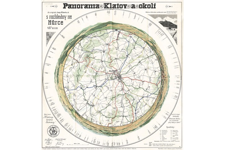 Klatovy Hůrka panorama, chromolitografie, (1930)