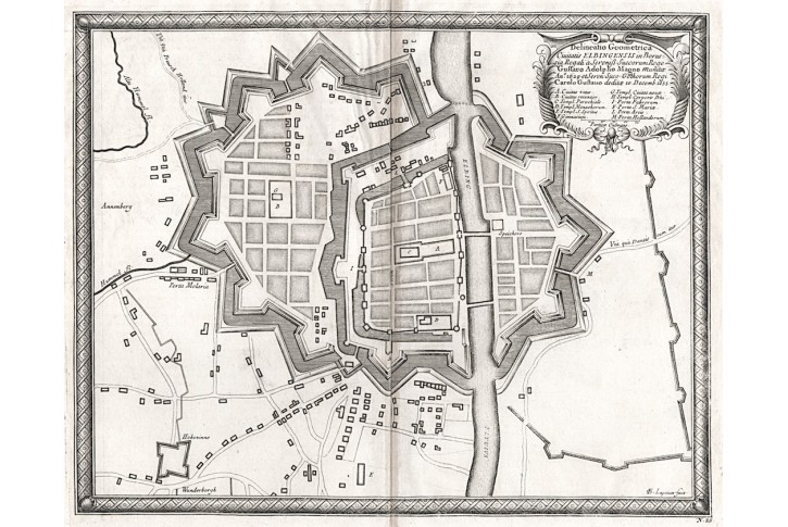 Elbląg - Elbínek, Puffendorf, mědiryt, 1697