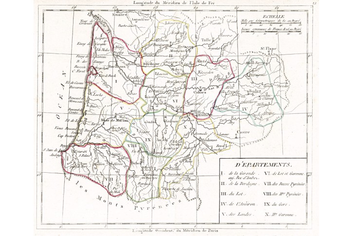 Francie jih, kolor. mědiryt, (1820)